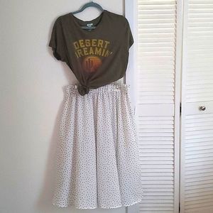 White and Black Polka Dot Skirt